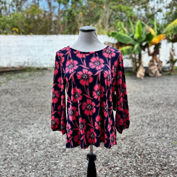 Jones New York Tops - NWT Jones New York Floral Blouse • Pacific Navy/Fresh Guava